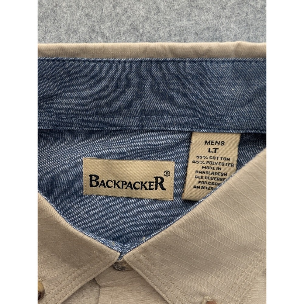 Backpacker Men's Shirt LT Beige Button Up Long Sleeve Pockets Nwt‎ - Picture 4 of 11